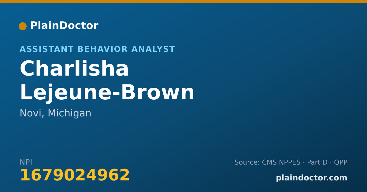 Shareable card for Charlisha Lejeune-Brown - Assistant Behavior Analyst, Novi, MI