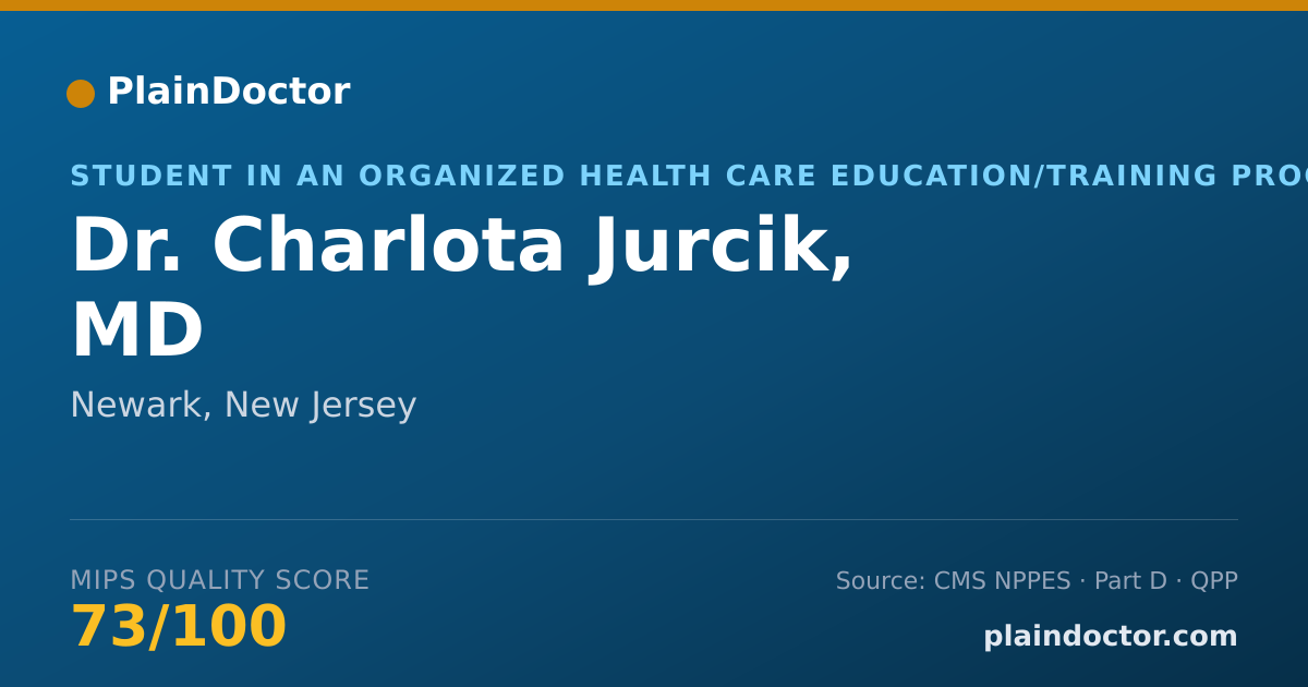 Shareable card for Charlota Jurcik, MD - Student in an Organized Health Care Education/Training Program, Newark, NJ