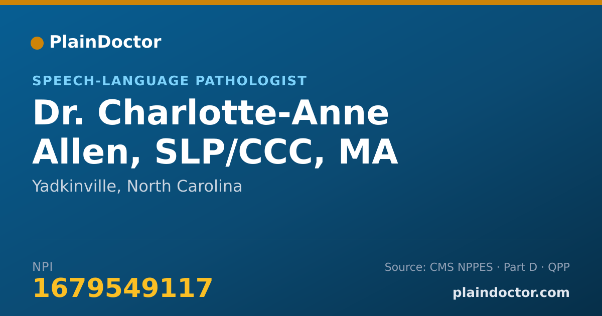 Shareable card for Charlotte-Anne Allen, SLP/CCC, MA - Speech-Language Pathologist, Yadkinville, NC