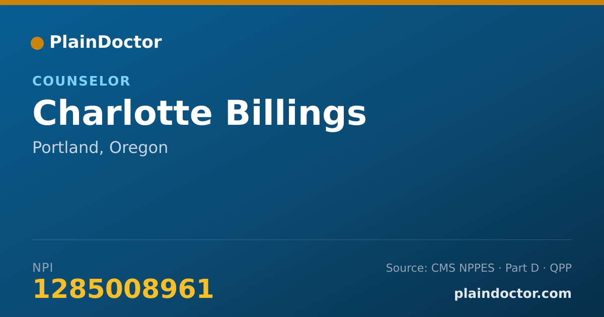 Shareable card for Charlotte Billings - Counselor, Portland, OR