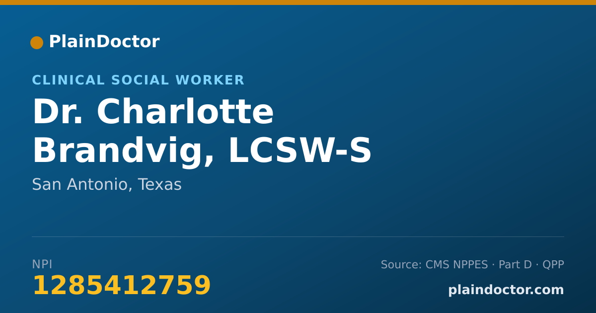 Shareable card for Charlotte Brandvig, LCSW-S - Clinical Social Worker, San Antonio, TX