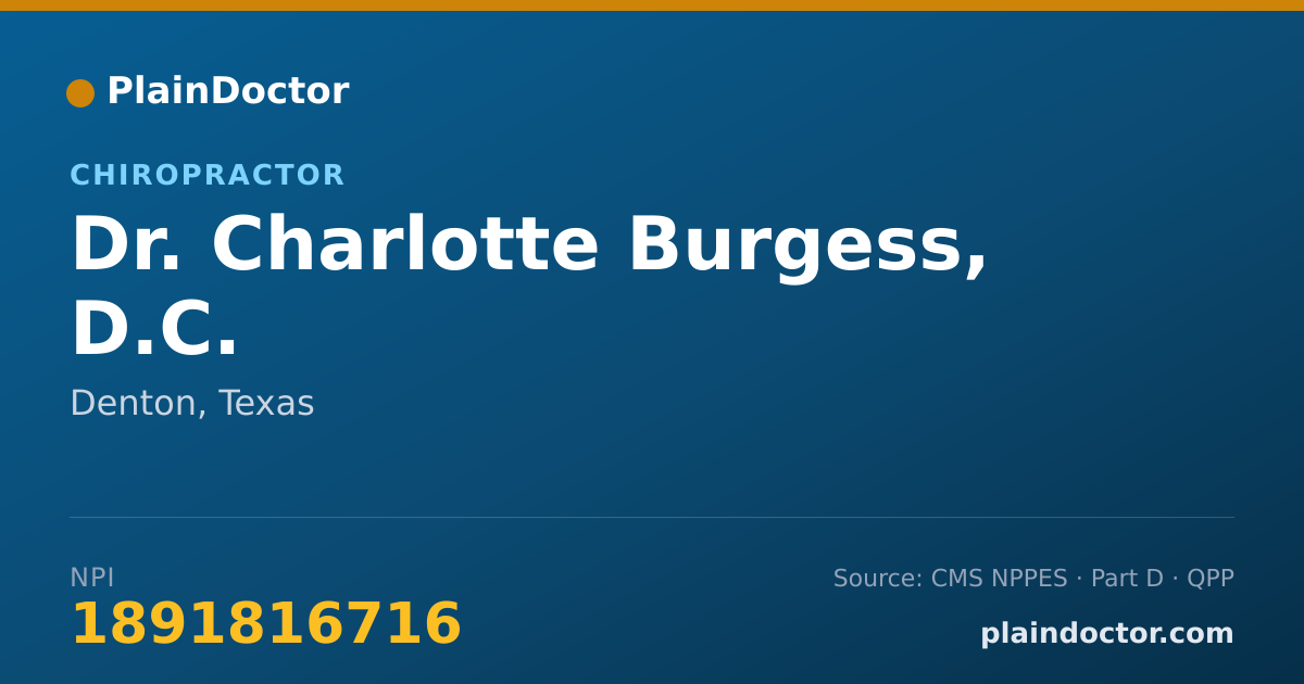 Shareable card for Charlotte Burgess, D.C. - Chiropractor, Denton, TX