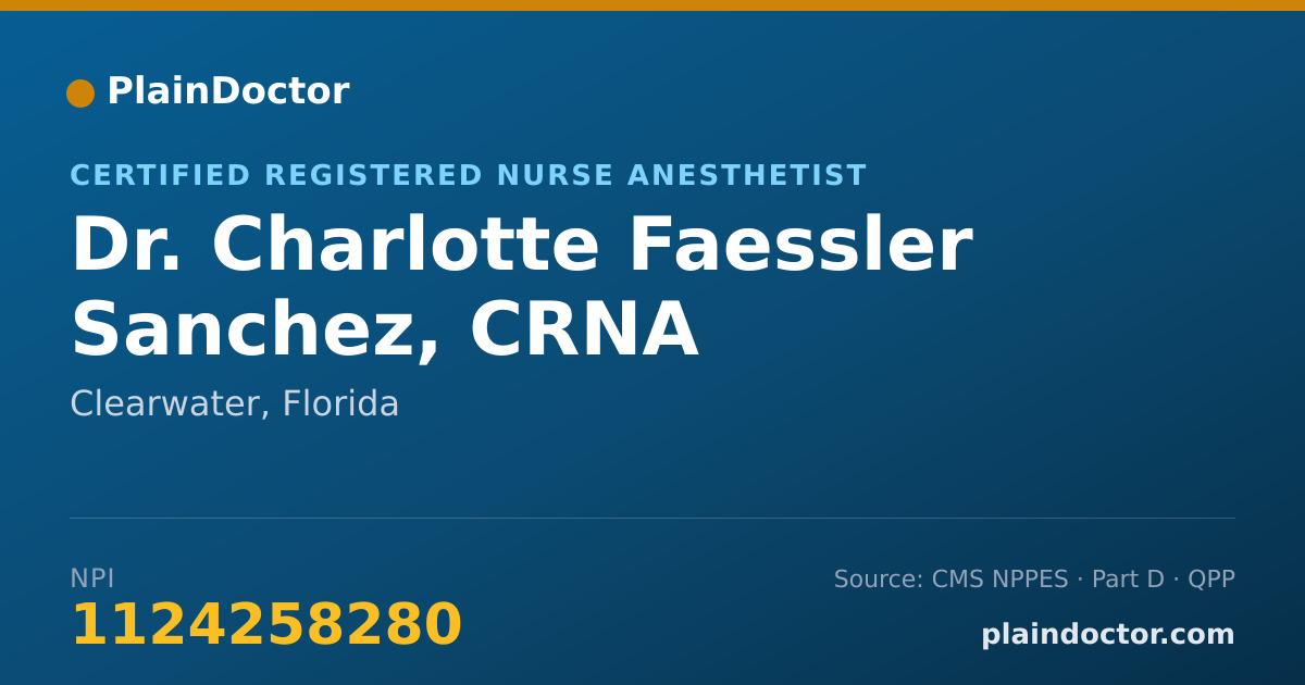 Shareable card for Charlotte Faessler Sanchez, CRNA - Certified Registered Nurse Anesthetist, Clearwater, FL