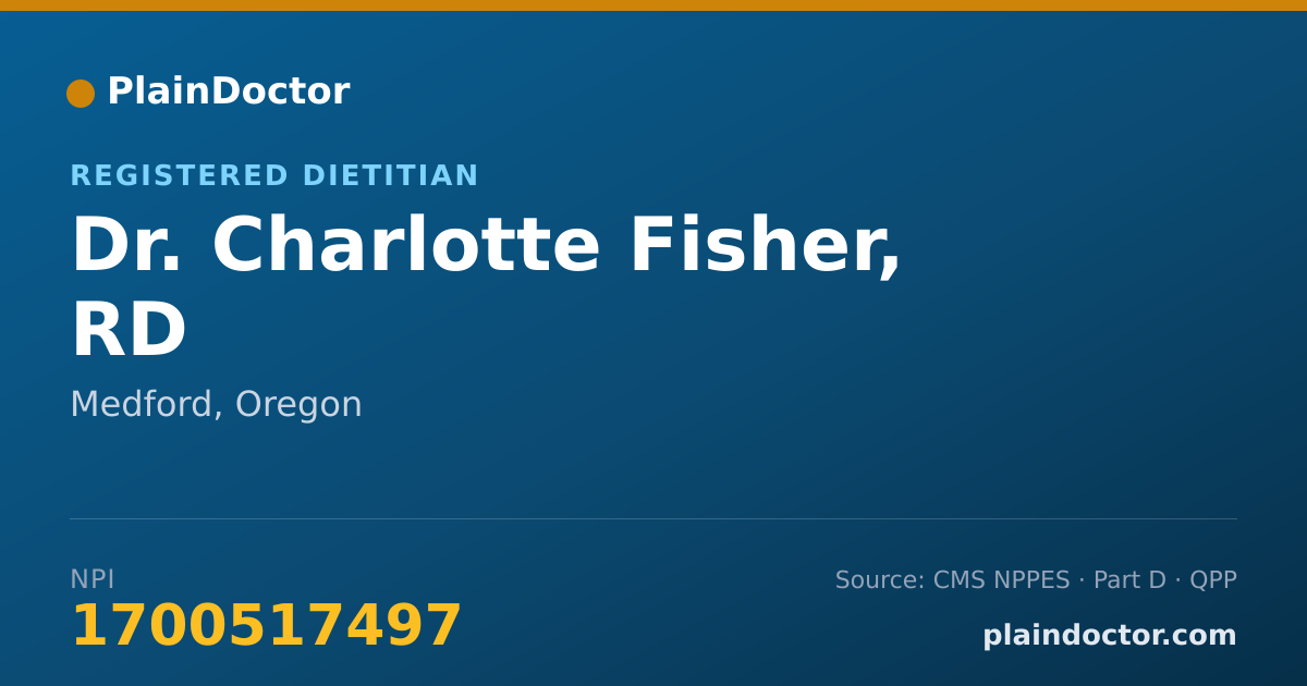 Shareable card for Charlotte Fisher, RD - Registered Dietitian, Medford, OR