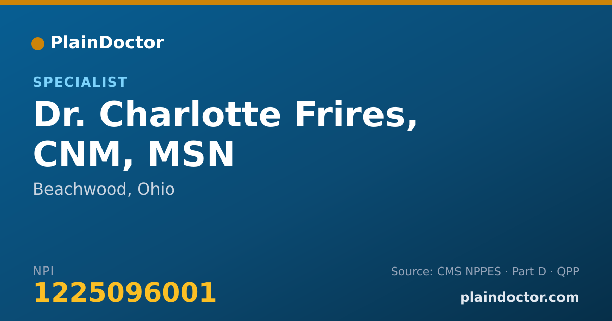 Shareable card for Charlotte Frires, CNM, MSN - Specialist, Beachwood, OH