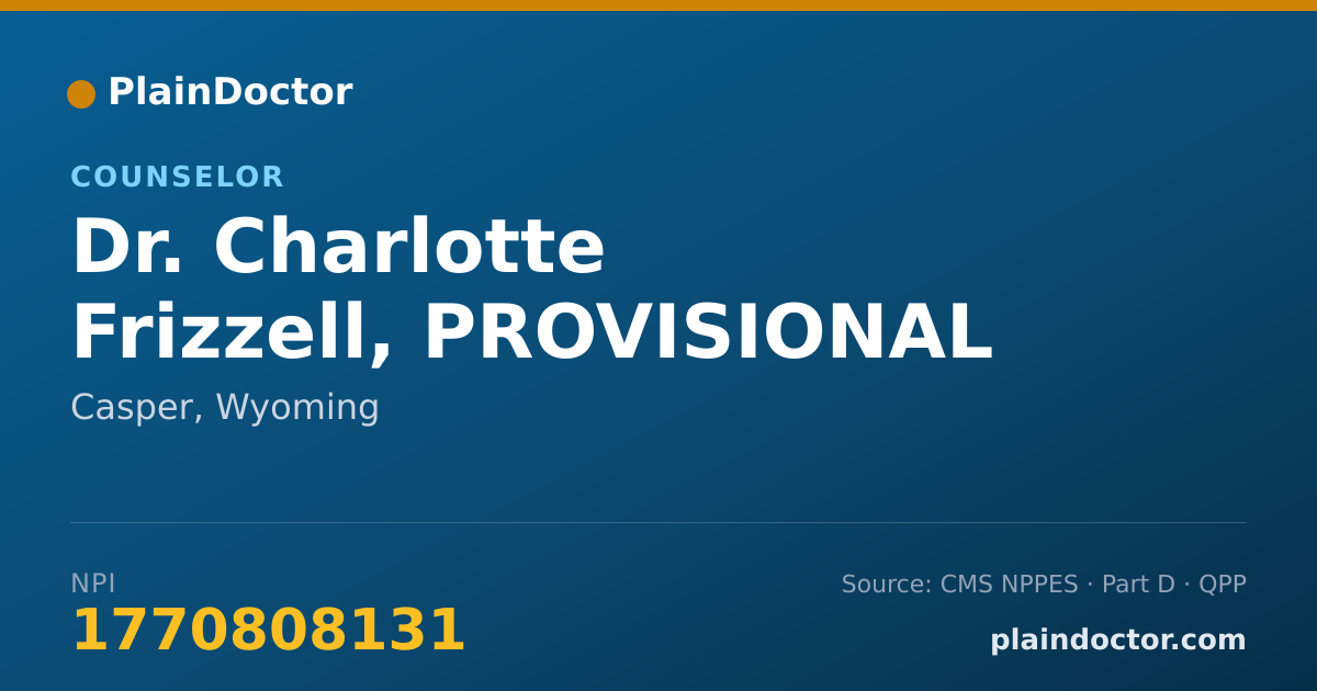 Shareable card for Charlotte Frizzell, PROVISIONAL CLINICAL - Counselor, Casper, WY