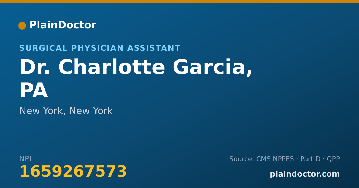 Shareable card for Charlotte Garcia, PA - Surgical Physician Assistant, New York, NY