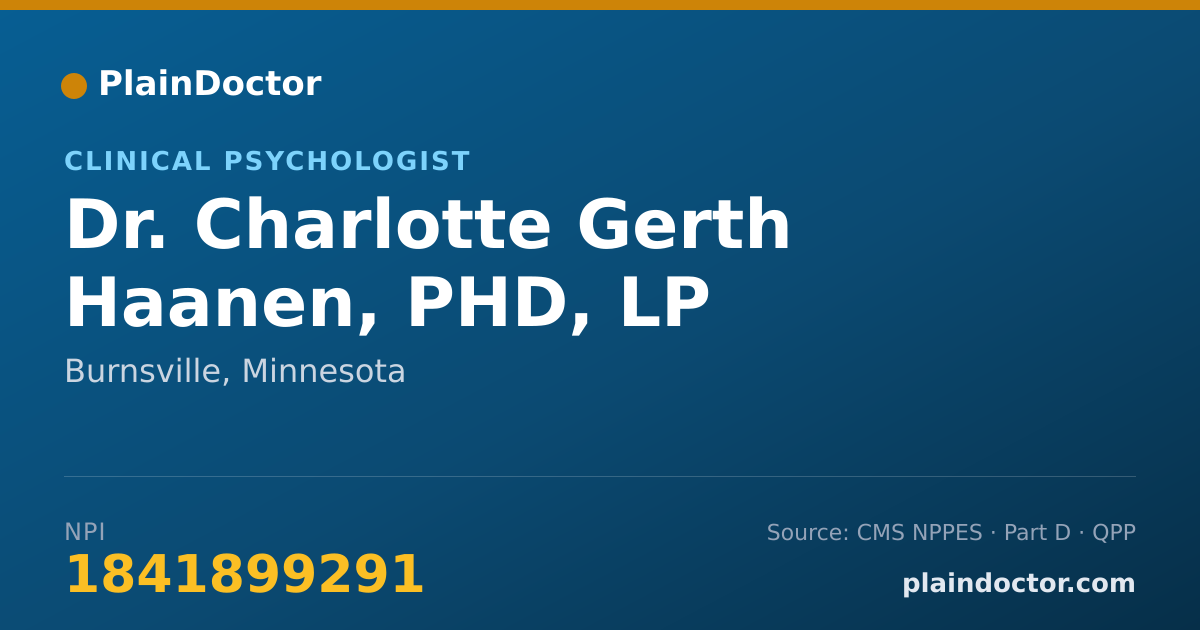 Shareable card for Charlotte Gerth Haanen, PHD, LP - Clinical Psychologist, Burnsville, MN