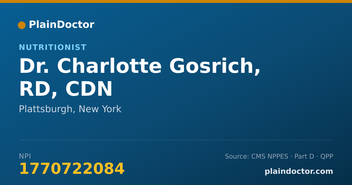 Shareable card for Charlotte Gosrich, RD, CDN - Nutritionist, Plattsburgh, NY
