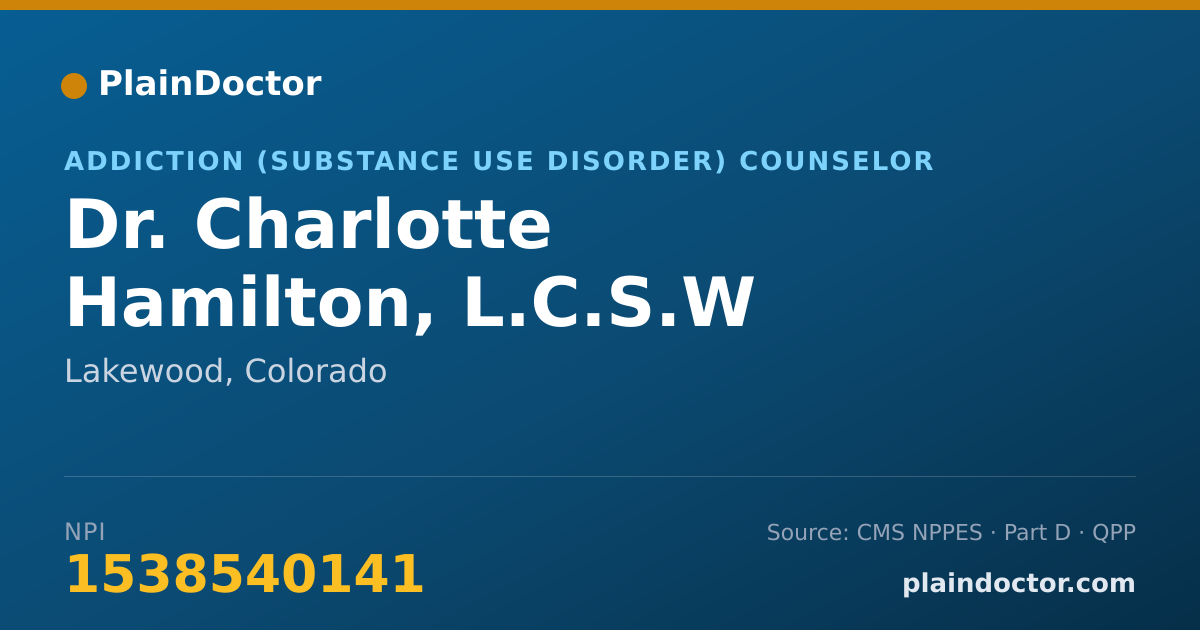 Shareable card for Charlotte Hamilton, L.C.S.W - Addiction (Substance Use Disorder) Counselor, Lakewood, CO