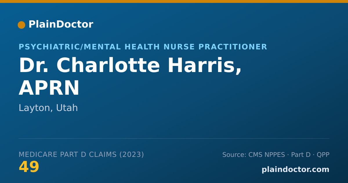 Shareable card for Charlotte Harris, APRN - Psychiatric/Mental Health Nurse Practitioner, Layton, UT