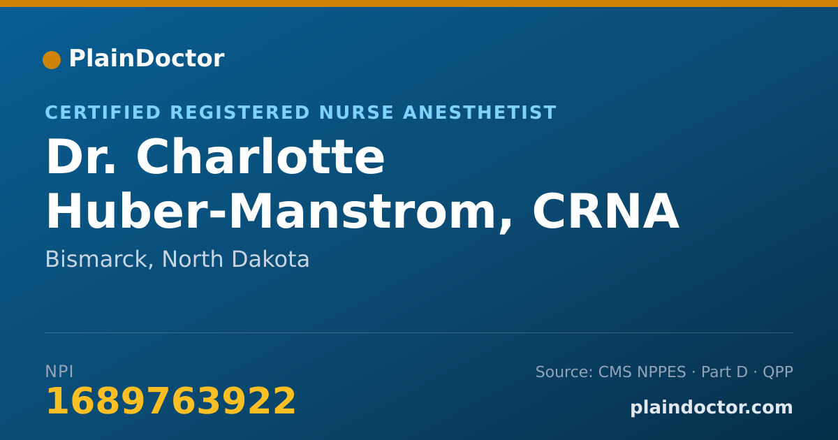 Shareable card for Charlotte Huber-Manstrom, CRNA - Certified Registered Nurse Anesthetist, Bismarck, ND