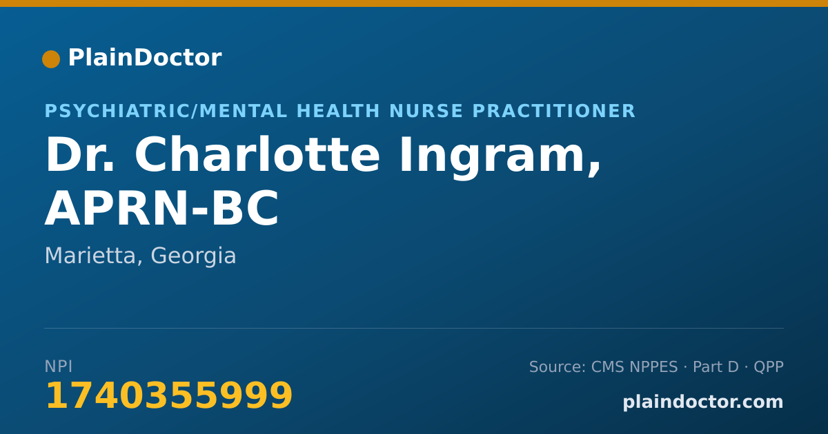 Shareable card for Charlotte Ingram, APRN-BC - Psychiatric/Mental Health Nurse Practitioner, Marietta, GA