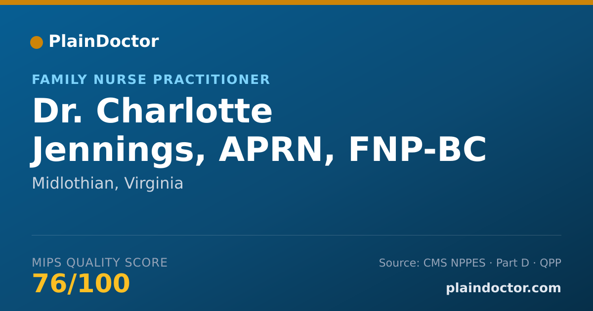 Shareable card for Charlotte Jennings, APRN, FNP-BC - Family Nurse Practitioner, Midlothian, VA