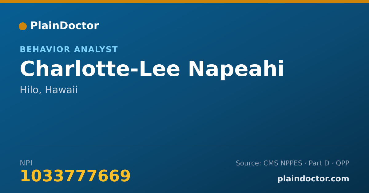 Shareable card for Charlotte-Lee Napeahi - Behavior Analyst, Hilo, HI