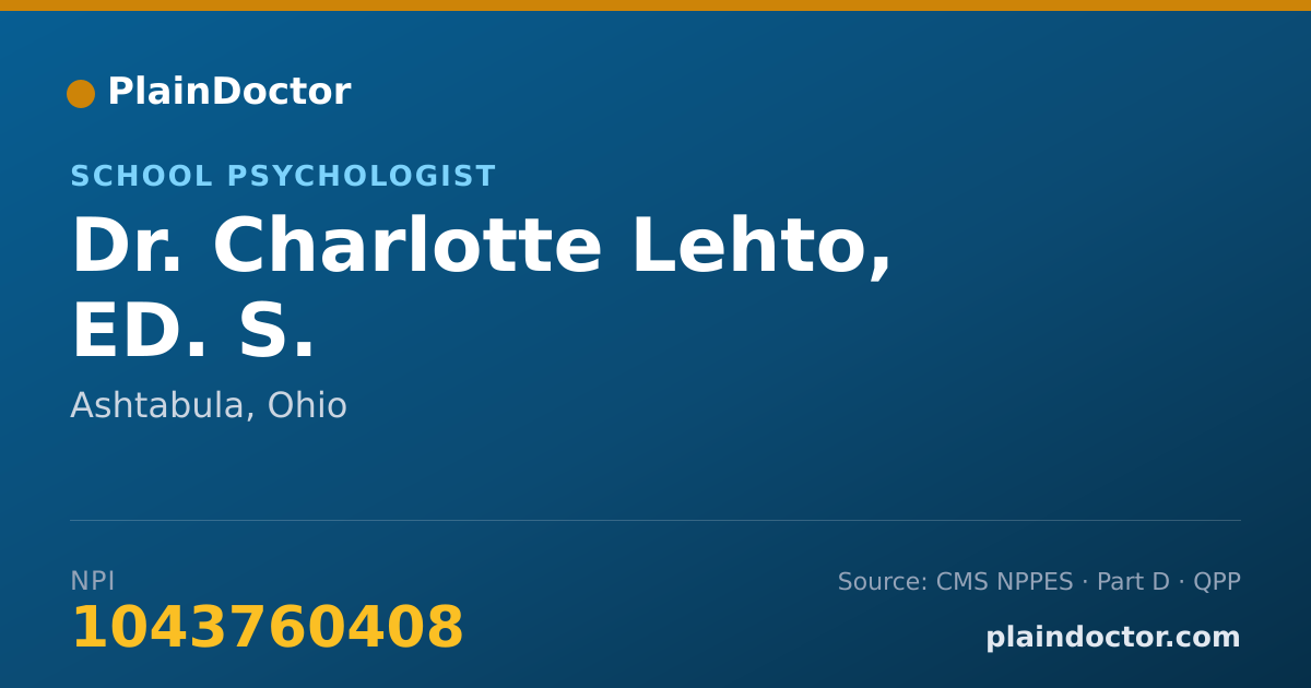Shareable card for Charlotte Lehto, ED. S. - School Psychologist, Ashtabula, OH
