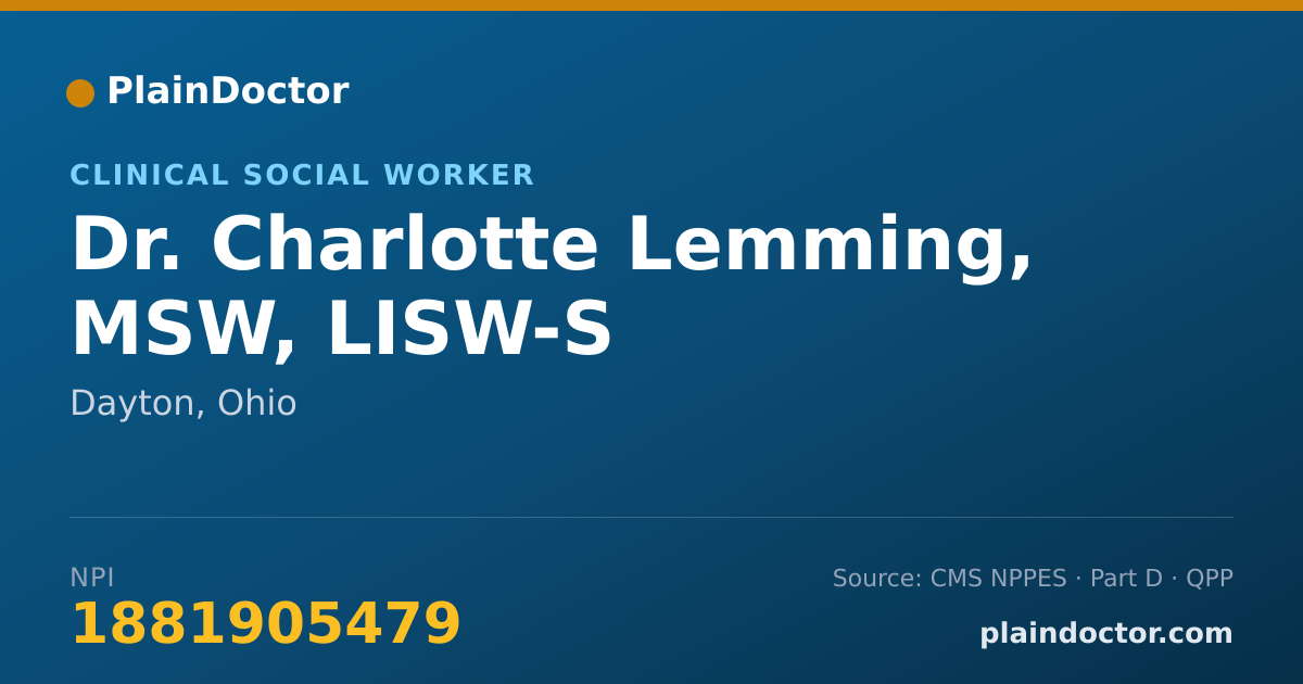 Shareable card for Charlotte Lemming, MSW, LISW-S - Clinical Social Worker, Dayton, OH