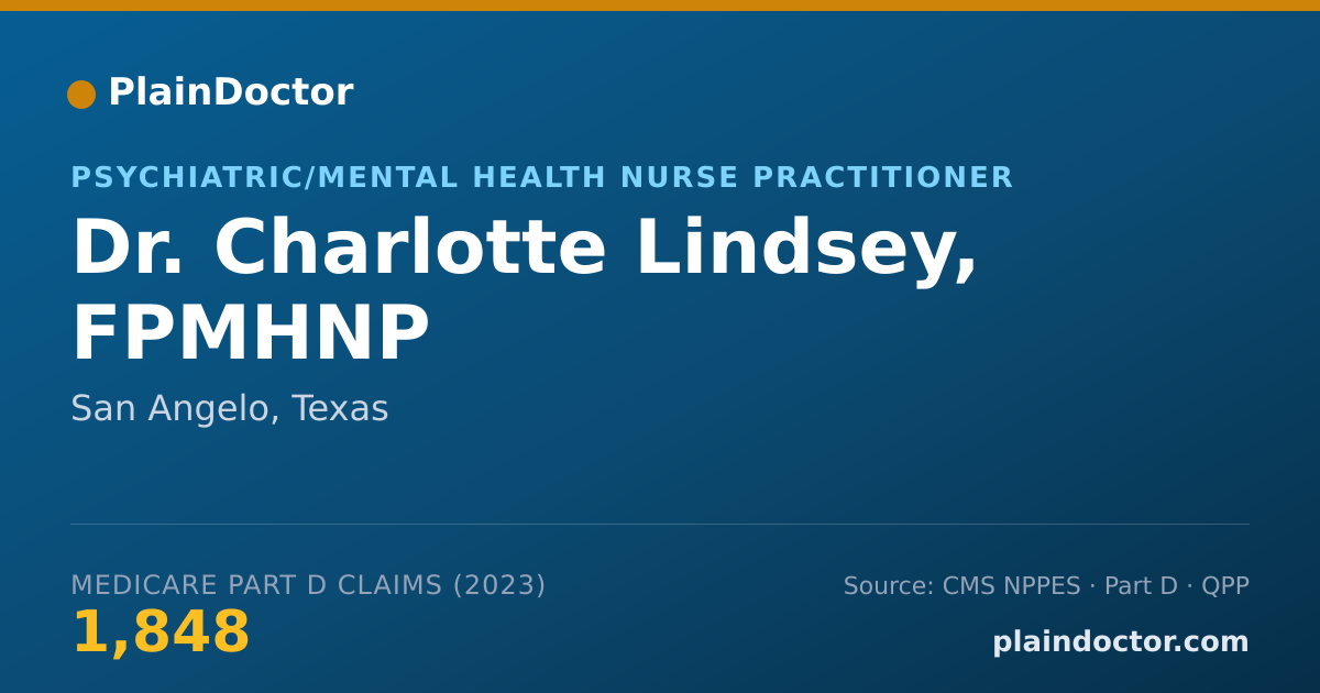 Shareable card for Charlotte Lindsey, FPMHNP - Psychiatric/Mental Health Nurse Practitioner, San Angelo, TX