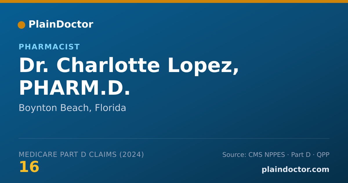 Shareable card for Charlotte Lopez, PHARM.D. - Pharmacist, Boynton Beach, FL