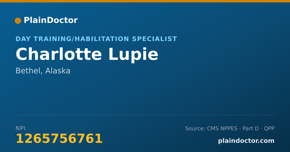 Shareable card for Charlotte Lupie - Day Training/Habilitation Specialist, Bethel, AK