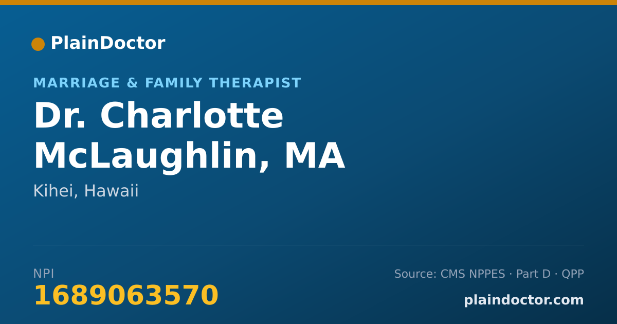 Shareable card for Charlotte McLaughlin, MA - Marriage & Family Therapist, Kihei, HI