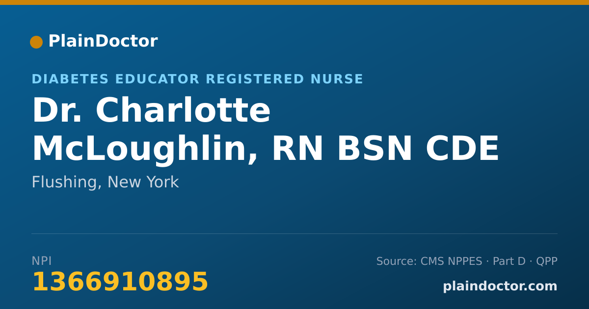 Shareable card for Charlotte McLoughlin, RN BSN CDE - Diabetes Educator Registered Nurse, Flushing, NY
