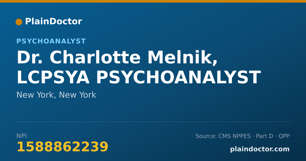 Shareable card for Charlotte Melnik, LCPSYA PSYCHOANALYST - Psychoanalyst, New York, NY