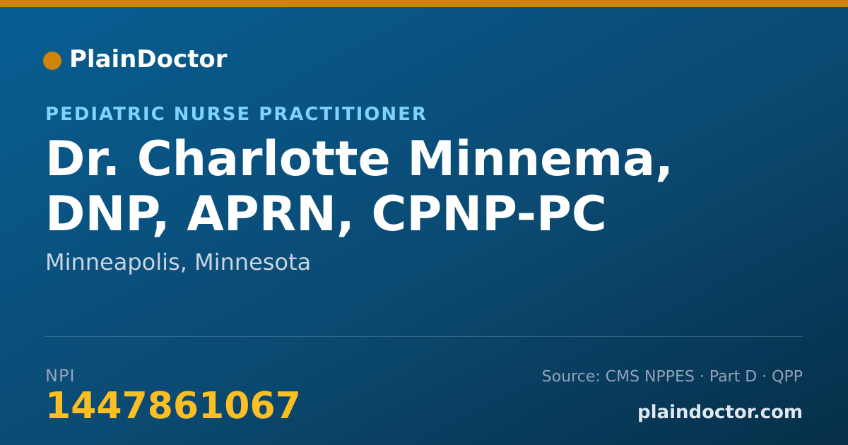 Shareable card for Charlotte Minnema, DNP, APRN, CPNP-PC - Pediatric Nurse Practitioner, Minneapolis, MN