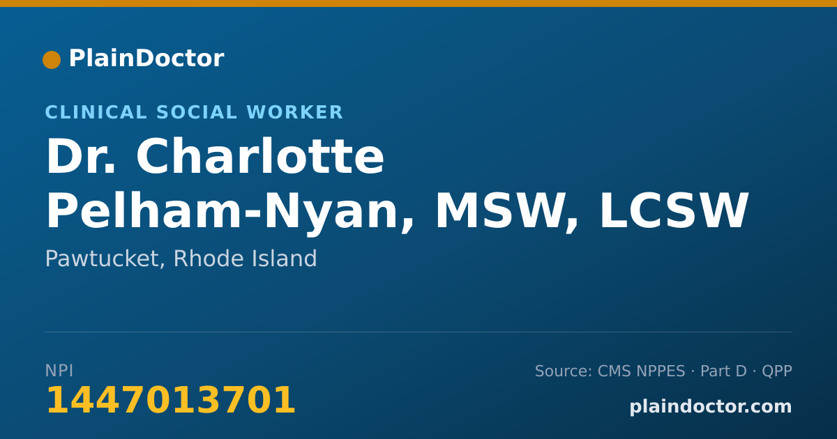 Shareable card for Charlotte Pelham-Nyan, MSW, LCSW - Clinical Social Worker, Pawtucket, RI