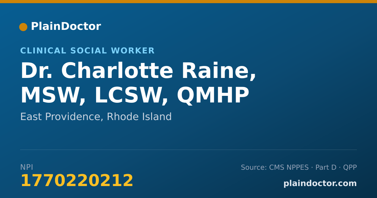 Shareable card for Charlotte Raine, MSW, LCSW, QMHP - Clinical Social Worker, East Providence, RI
