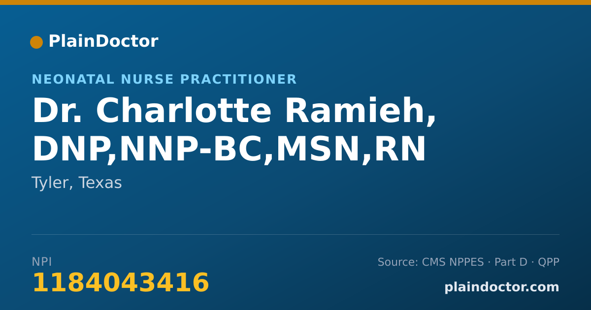 Shareable card for Charlotte Ramieh, DNP,NNP-BC,MSN,RN - Neonatal Nurse Practitioner, Tyler, TX