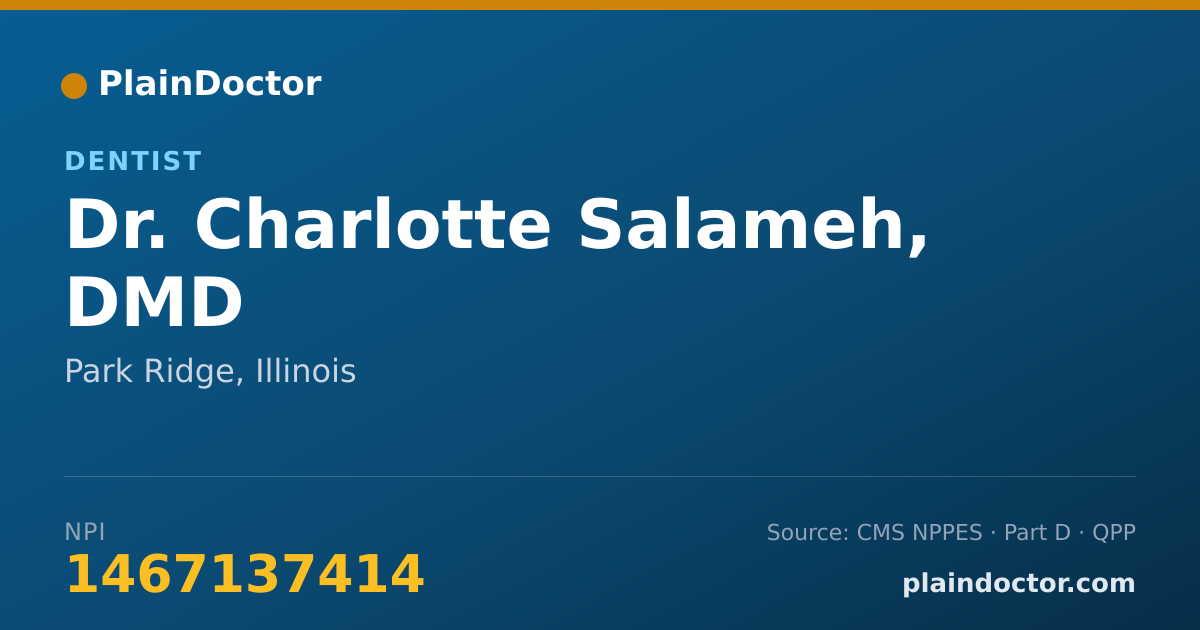 Shareable card for Charlotte Salameh, DMD - Dentist, Park Ridge, IL