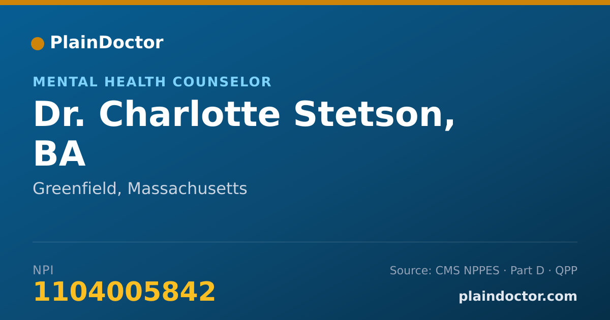 Shareable card for Charlotte Stetson, BA - Mental Health Counselor, Greenfield, MA