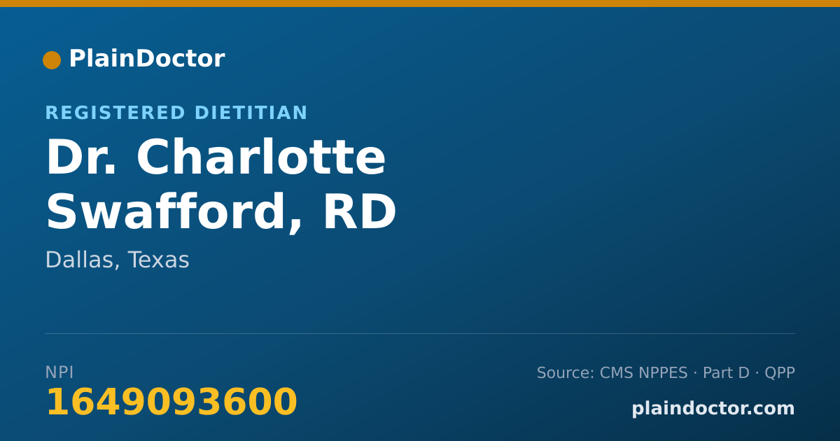 Shareable card for Charlotte Swafford, RD - Registered Dietitian, Dallas, TX