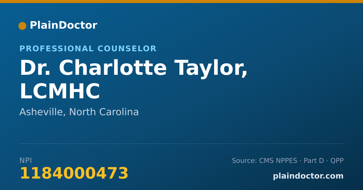 Shareable card for Charlotte Taylor, LCMHC - Professional Counselor, Asheville, NC
