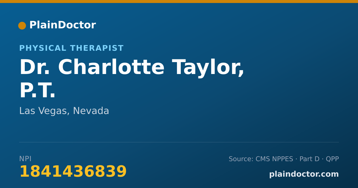 Shareable card for Charlotte Taylor, P.T. - Physical Therapist, Las Vegas, NV