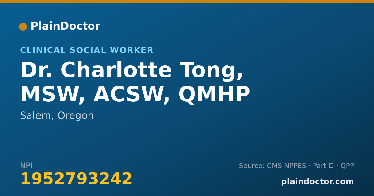 Shareable card for Charlotte Tong, MSW, ACSW, QMHP - Clinical Social Worker, Salem, OR