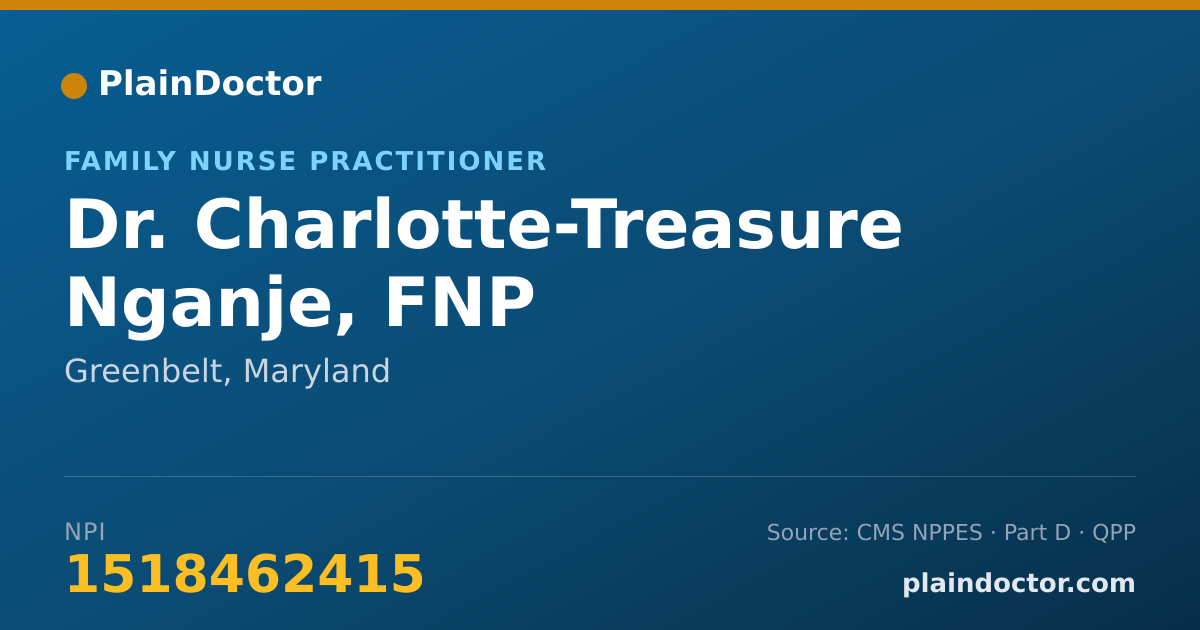 Shareable card for Charlotte-Treasure Nganje, FNP - Family Nurse Practitioner, Greenbelt, MD