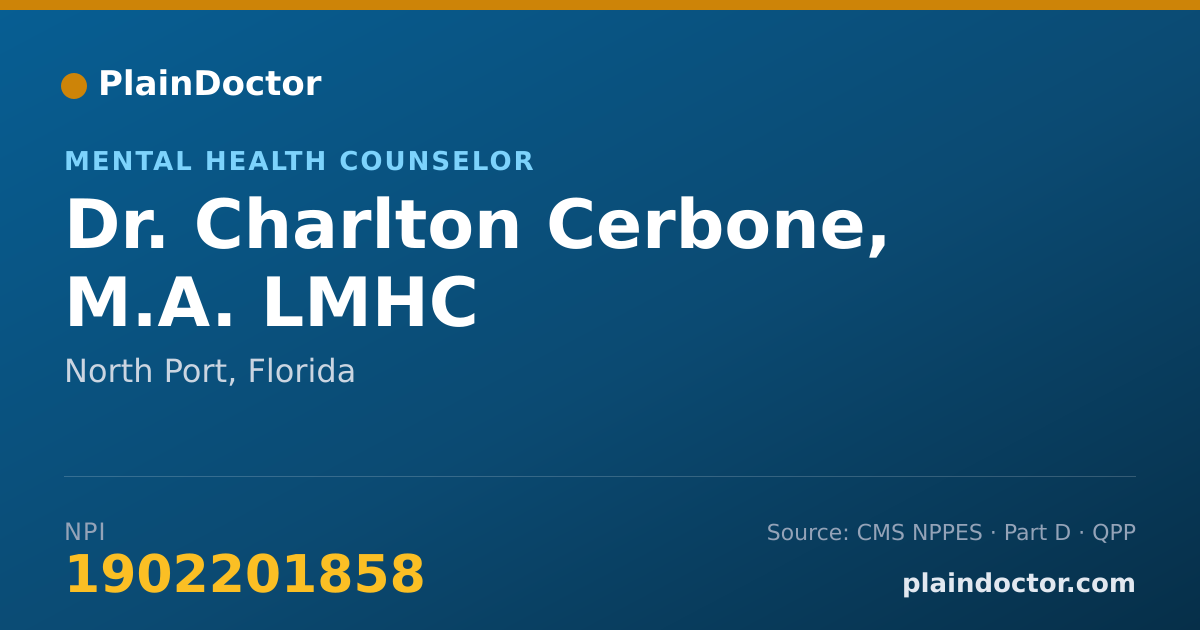 Shareable card for Charlton Cerbone, M.A. LMHC - Mental Health Counselor, North Port, FL