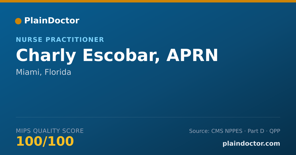 Shareable card for Charly Escobar, APRN - Nurse Practitioner, Miami, FL