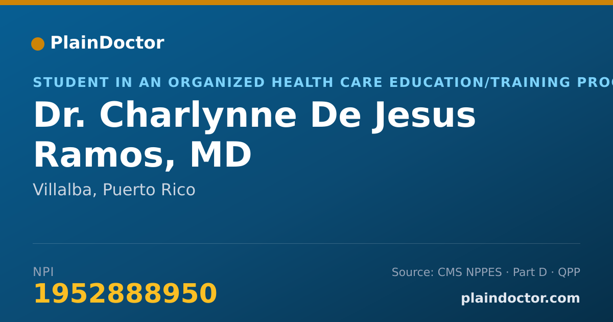 Shareable card for Charlynne De Jesus Ramos, MD - Student in an Organized Health Care Education/Training Program, Villalba, PR