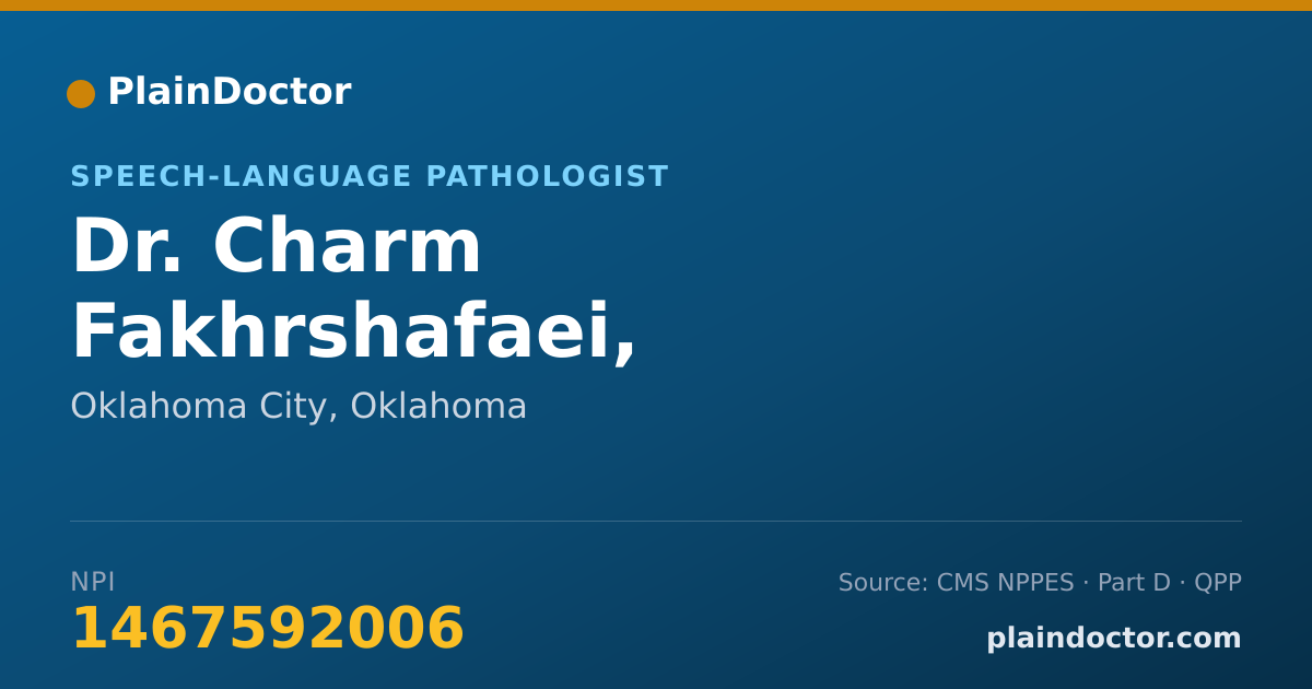 Shareable card for Charm Fakhrshafaei, M.ED.,CCC,SLP - Speech-Language Pathologist, Oklahoma City, OK