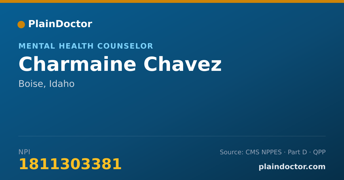 Shareable card for Charmaine Chavez - Mental Health Counselor, Boise, ID