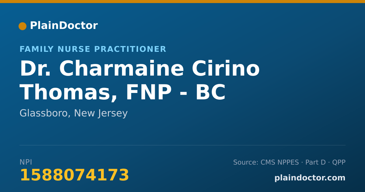 Shareable card for Charmaine Cirino Thomas, FNP - BC - Family Nurse Practitioner, Glassboro, NJ