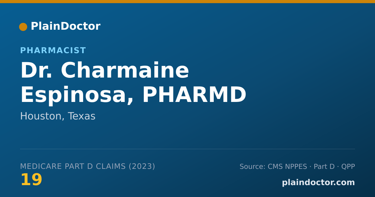 Shareable card for Charmaine Espinosa, PHARMD - Pharmacist, Houston, TX