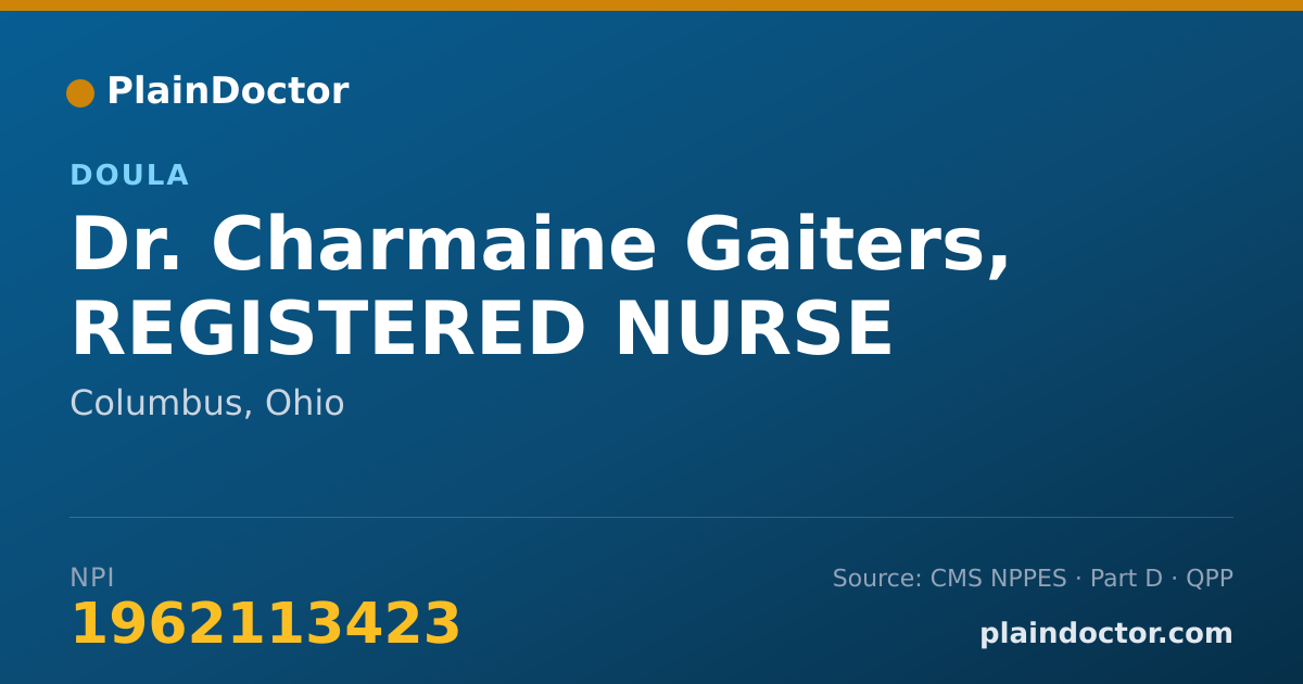 Shareable card for Charmaine Gaiters, REGISTERED NURSE - Doula, Columbus, OH
