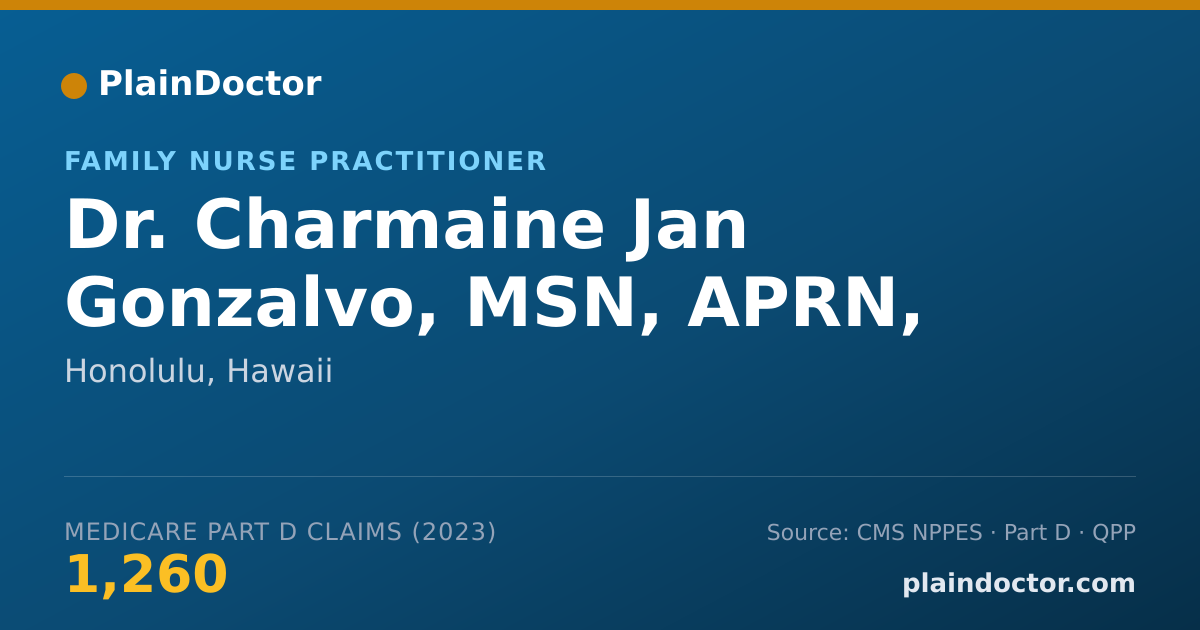 Shareable card for Charmaine Jan Gonzalvo, MSN, APRN, FNP-BC - Family Nurse Practitioner, Honolulu, HI