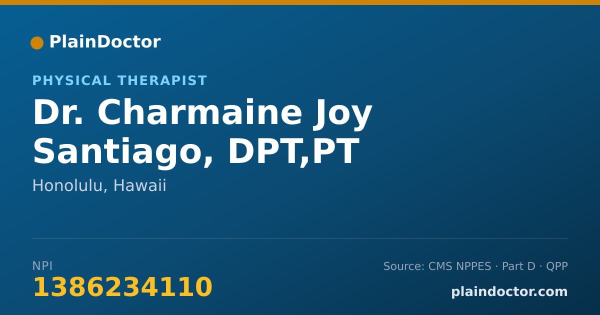 Shareable card for Charmaine Joy Santiago, DPT,PT - Physical Therapist, Honolulu, HI
