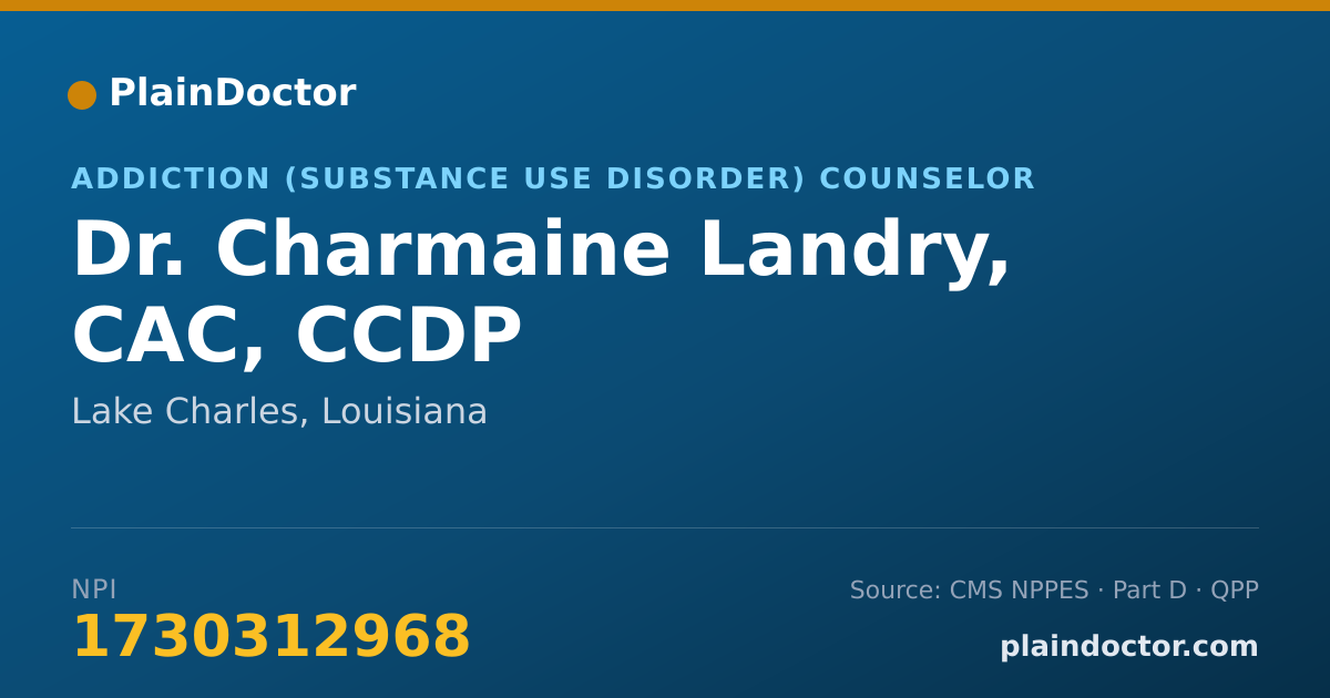 Shareable card for Charmaine Landry, CAC, CCDP - Addiction (Substance Use Disorder) Counselor, Lake Charles, LA