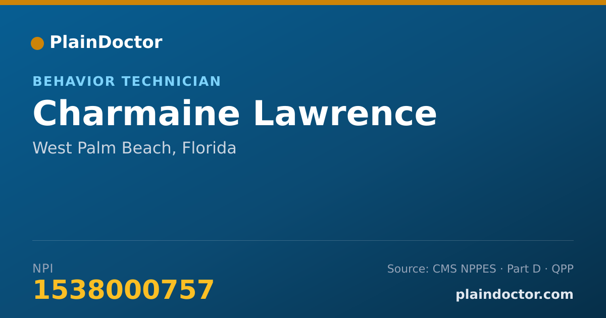 Shareable card for Charmaine Lawrence - Behavior Technician, West Palm Beach, FL